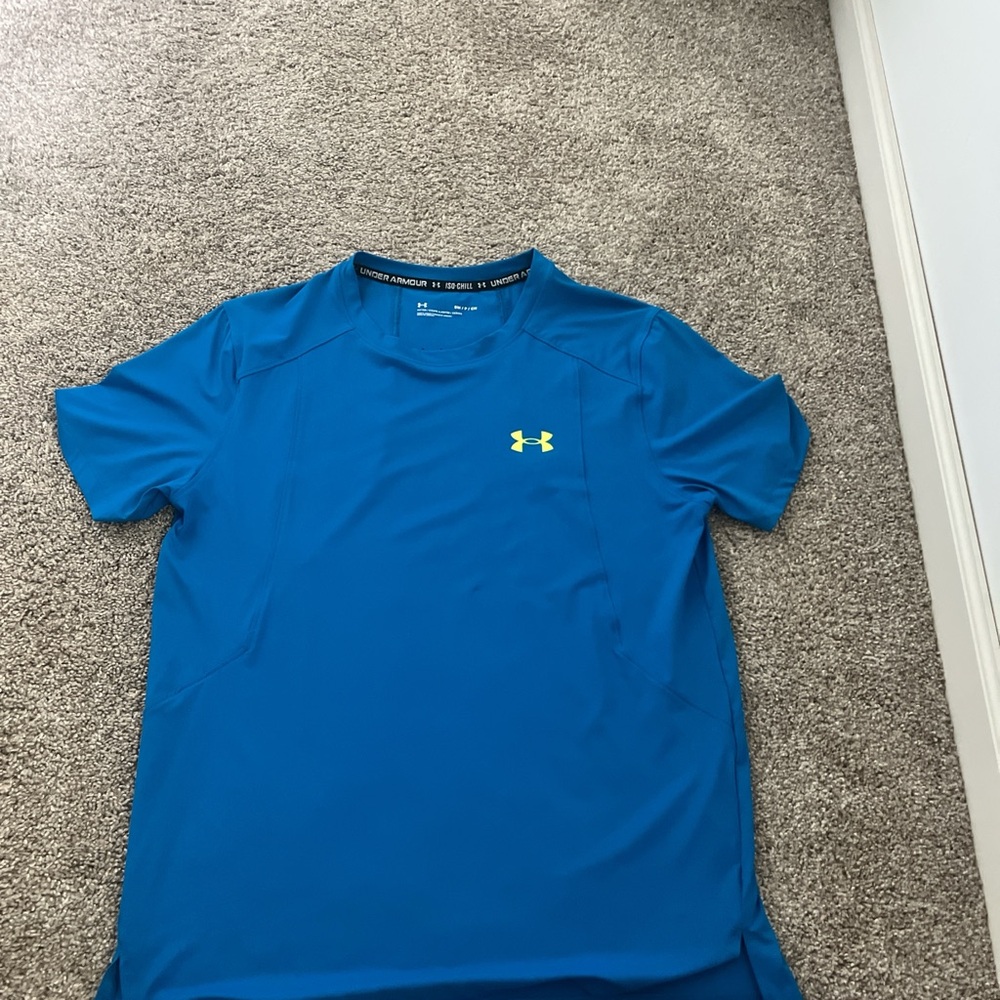 Under Armour Men's Vibrant Blue Tee with Yellow Logo